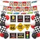 Bessmoso Race Car Birthday Party Decoration Set Race Car Party Signs Racing Birthday Banner Checkered Flags Balloons for Boys Let's go Racing Party Supplies.
