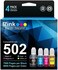 E-Z Ink Compatible Refill Ink Bottle Replacement for Epson 502 T502 522 T522 High Yield to use with ET-4760,ET-3760,ET-2760,ET-3710,ET-2750,ET-3700 Printer (Black, Cyan, Magenta, Yellow, 4 Pack.