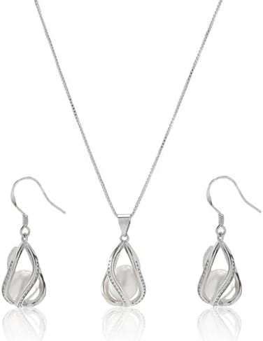 HENGSHENG 100% Natural Freshwater Pearl Jewelry Sets For Women Fashion 925 Sterling Silver EarringsPendant Wedding Jewelry.
