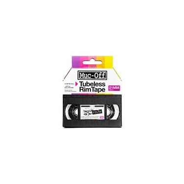 Muc-Off Tubeless Rim Tape, 21mm - Pressure-Sensitive Adhesive Rim Tape For Tubeless Bike Tyre Setups - 10 Metre Roll With 4 Seal Patches.