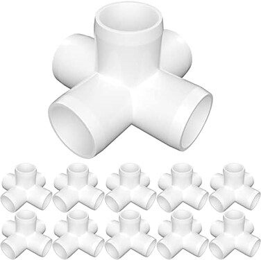 letsFix وصلات PVC مقاس 1/2 بوصة 5 اتجاهات (عبوة من 10 قطع، موصل أنابيب PVC من الدرجة المستخدمة في صناعة الأثاث، كوع PVC مقاس 1/2 بوصة لجميع هياكل وإطارات PVC التي تصنعها بنفسك، مقاوم للأشعة فوق البنفس