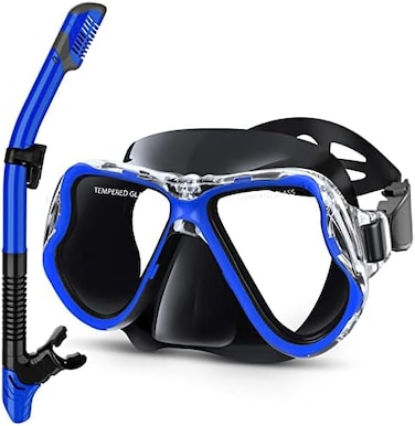 Greatever Dry Snorkel Set,Panoramic Wide View,Anti-Fog Scuba Diving Mask,Professional Snorkeling Gear.