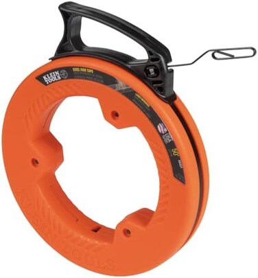 Klein Tools 56331 Fish Tape, Steel Wire Puller with Double Loop Tip, Optimized Housing and Handle, 1/8-Inch x 50-Foot.
