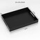 NIUBEE Acrylic Serving Tray 12x16 Inches -Spill Proof- Decorative Tray Organiser for Ottoman Coffee Table Countertop with Handles - Black.