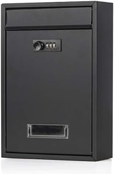 Jssmst Locking Mailbox Wall Mounted Vertical- Mail Boxes Large Capacity, 12. 6 x 8. 46 x 3. 35 Inch, SM-06 Medium Black.