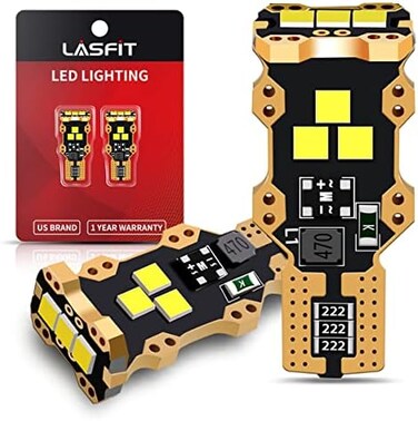 مصباح LASFIT 921 912 LED للضوء الخلفي، T15 W16W 6000K زينون أبيض بديل لمصابيح الرجوع للخلف للسيارات (عبوة من اثنين).