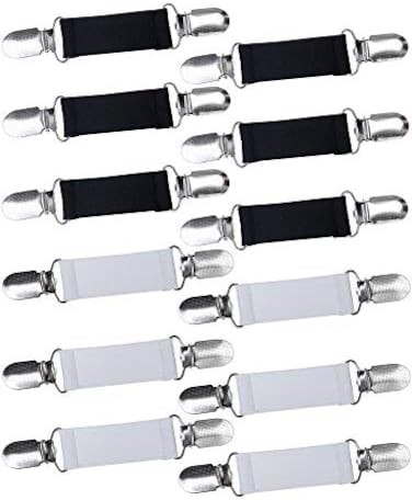 Ruisita 12 Pieces Fashion Fit Dress Clips Stainless Steel Elastic Clip Garments Glove Clips.