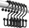 Titanker Black Shower Curtain Hooks Rings, Rust-Resistant Metal Double Glide Shower Hooks for Bathroom Shower Rods Curtains, Set of 12 Hooks - Matte Black.