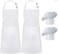 Hyzrz 2 Pack Apron Chef Hat Set, Adjustable Black Bib Cooking Aprons Water Drop Resistant Elastic Baker Kitchen Cooking Chef Cap Women Men Chef Free Size White.