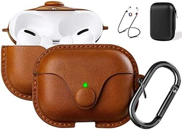Maxjoy for AirPods Pro 2 Case Leather, Airpods Pro Leather Case Cover with Keychain Airpods Strap Compatible with Apple Airpods Pro 2nd Generation 2023 2022/ AirPods Pro 2019 (Front LED Visible,Brown.