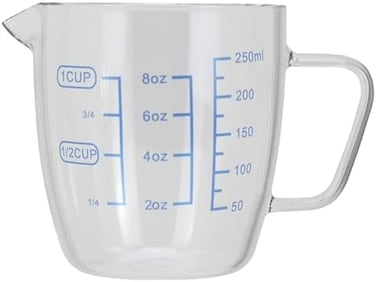 EIKS Excelity 9oz/250ml Glass Measuring Cups Coffee Milk Frothing Pitcher for for Espresso Cappuccino Latte Maker in Kitchen Restaurant.
