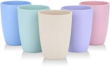 LuckyZone Wheat Straw Unbreakable Cup - Reusable Drinking Glasses - Dishwasher Safe - Great for Kids Children ToddlerAdult - BPA FreeEco-Friendly 5 Pack.