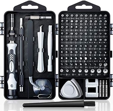 SHOWPIN Computer Repair Kit 122 in 1 Magnetic Laptop Screwdriver Kit Precision Screwdriver Set Small Impact Screw Driver Set with Case for Computer Laptop PC for iPhone Watch Ps4 DIY Hand Tools -Grey.