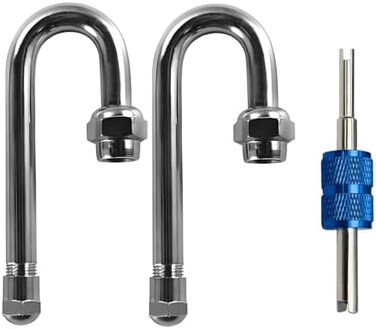 Aracey Dually Valve Stem Extensions, Set of 2Pcs,Heavey Duty, 180 Degree Metal Dual Wheel Valve Stem Extenders for for Truck Tires, RV, Trailer or Other Heavy dualies Wheel Vehicles.