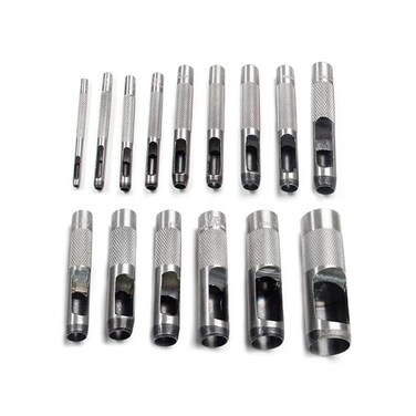 Utoolmart Round Steel Hollow Punch Set 3mm to 25mm Leather Craft Hollow Hole Punch Tools 15Pcs.