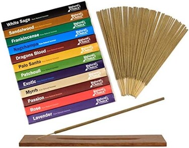 Natural Choice Incense Gift Pack with Wooden Incense Holder 12 Fragrances.