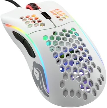 فأرة الألعاب Glorious PC Gaming Race Gloriuos White Gaming Mouse - فأرة الألعاب Glorious Model D Honeycomb - فأرة RGB فائقة الخفة - فأرة كمبيوتر - 68 غرام - فأرة بيضاء غير لامعة.