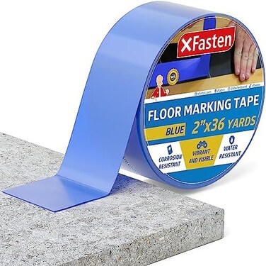 XFasten Floor Marking Vinyl Tape, Blue, 2 Inches x 36 Yards 6 Mils Thick, Concrete Industrial Marking Tape for Industrial Warehouses, Gyms, Dance Floors, Courts, and Athletic Sporting Events.