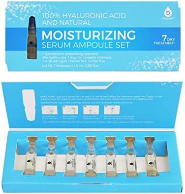 PURSONIC 100% Hyaluronic Acid And Natural Moisturizing Serum Ampoule Set,Anti Aging Anti Wrinkle, 7 Day Treatment For All Skin Types.