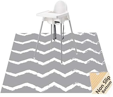 WOMUMON Large Splat Mat for Under High Chair/Arts/Crafts, Washable, Waterproof, Non Slip, Portable Floor Protector for Baby, Kids, Durable Spill, Splash Mat for Pet (Chevron.