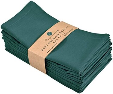 FINGERCRAFT Dinner Cloth Napkins, Cotton Linen Blend Fabric, 12 Pack Easter Special, Mitered Corners for Every Day Use Napkins are Pre Shrunk and Good Absorbency Teal.