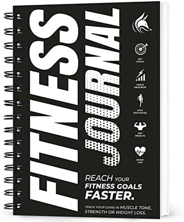 Clever Fox Fitness Journal Workout Log Book - Daily Fitness Planner Workout Journal for Women and Men. Spiral-Bound, Laminated Cover, Thick Pages, A5 (BlackWhite.