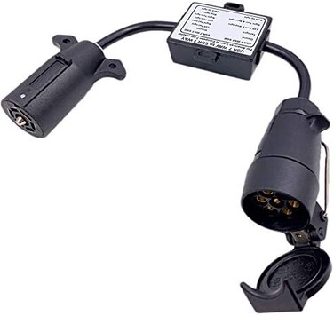 CARROFIX US to EU Trailer Light Converter 7-Way Blade Socket (US Vehicleto 7-Pin Round Adapter (European Trailer.