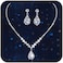 Aukmla Bride Wedding Necklace Earrings Set Silver Rhinestones Necklaces Bridal Crystal Jewelry Accessories for Women (Set of 3.
