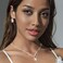 Aukmla Bride Wedding Necklace Earrings Set Silver Rhinestones Necklaces Bridal Crystal Jewelry Accessories for Women (Set of 3.