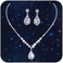Aukmla Bride Wedding Necklace Earrings Set Silver Rhinestones Necklaces Bridal Crystal Jewelry Accessories for Women (Set of 3.