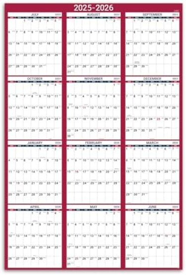 Artfan 2023 Wall Calendar - 2023 Wall Calendar with Julian Date, January 2023 - December 2023, Thicker Paper, Bonus Pocket, 34. 3" x 22. 8", XLarge, Vertical - Red.