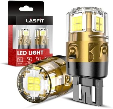مصابيح LASFIT 7443 7440 LED للرجوع للخلف، 7444 7444na أبيض T20 مصباح تشغيل نهاري DRL مصباح وقوف L-7440 W21W WY21W 6000K لاستبدال السيارات، التوصيل والتشغيل، عبوة من 2.