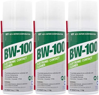 BW-100 Non-Flammable Electronic Contact Cleaner Aerosol Spray - Safely Cleans Joycons, Computers, PCB and More - Removes dust, Dirt and contaminants on Contact-Quick Dry4oz/114gPack of 3.