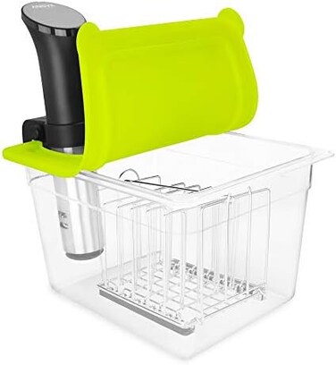EVERIE Sous Vide Container 12 Quarts with Universal Silicone Lid and Sous Vide Rack Compatible with Anova All Models, Anova Nano, Chefsteps Joule, Instant Pot, Wancle Sous Vide Cookers.