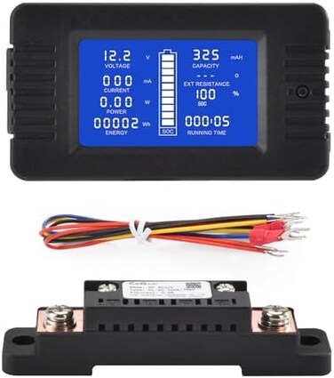 CGELE DC Multifunction Battery Monitor Meter with Shunt,0-200V,0-100A, LCD Display Digital Current Multimeter Voltmeter Ammeter for Cars RV Solar,Widely Applied to 12V/24V/48V RV/Car Battery&hellip;.
