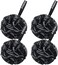 AmazerBath Shower Bath Sponge Shower Loofahs Balls 75g/PCS for Body Wash Bathroom Men Women- Set of 4 Black.