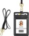 Azrra ID Badge Holder with Lanyard, Vertical PU Leather ID Badge Card Holder with 1 Clear ID Window, 4 Credit Card Slots and a Detachable Neck Lanyard (Black.