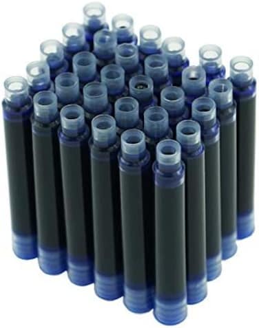 Asvine Hongdian Fountain Pen Blue Ink Cartridges, Set of 30 Refill Ink Cartridges, 3. 4 mm Bore Diameter.