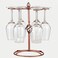 رف أكواب النبيذ الرقمي من QPIX، حامل أكواب النبيذ للطاولة، رفوف أكواب النبيذ القائمة بذاتها للطاولة مع 6 خطافات، أثاث بار منزلي لتخزين أدوات البار المنزلي.