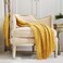 CREVENT 127x152cm Knitted Decorative Throw Blanket for Couch Sofa Chair Bed，Soft Warm Cozy Light Weight for Spring Summer (Mustard Yellow.