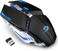 TENMOS T12 Wireless Gaming Mouse Rechargeable, 2. 4G Silent Optical Wireless Computer Mice with Changeable LED light for Laptop PC, 7 Buttons (Black.