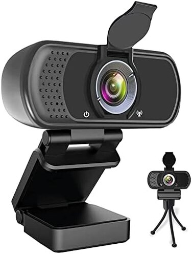 HZQDLN Webcam HD 1080P,Webcam with Microphone, USB Desktop Laptop Camera with 110 Degree Widescreen,Stream Webcam for Calling, Recording,Conferencing, Gaming,Webcam with Privacy Shutter and Tripod.