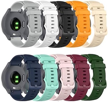 RuenTech Bands Compatible with Garmin Vivoactive 4S/Vivomove 3S/ Venu 2S/Venu 3S Band Silicone Quick Release Straps 18MM Replacement Wristband (10 Colors.