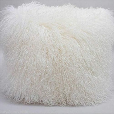 yingda1992 Mongolian Lamb Fur Throw Pillow Cover Soft Fluffy Square Cushion Car Accessories Decorated for Livingroom.