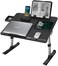 NEARPOW Laptop Desk for Bed, XXL Bed Table Bed Desk for Laptop and Writing, Adjustable Computer Tray Laptop Stand for Bed or Sofa with Anti-slip Leather, Removable Stopper, Book Stand and Drawer-Black