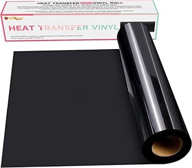 HTVRONT HTV Black Heat Transfer Vinyl Rolls - 12" x 15ft Black HTV Vinyl for Shirts, Black Iron on Vinyl for All Cutter Machine - Easy to CutWeed for Heat Vinyl Design.