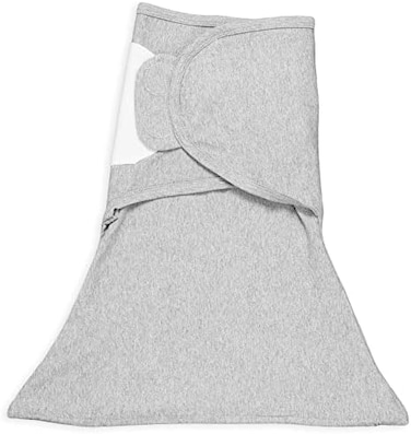 SleepingBaby Zippy Swaddle - Baby Swaddle Blanket with Convenient Bottom Zipper - Heather Grey - Small/Medium.