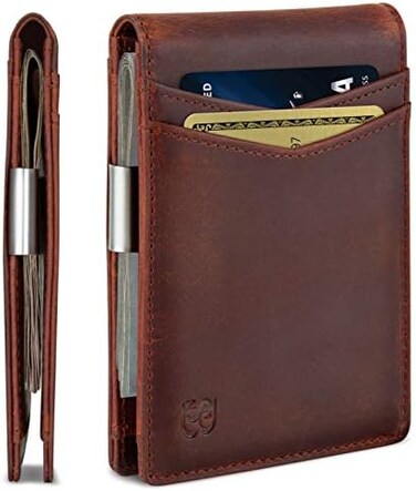 SERMAN BRANDS Money Clip Wallet - Mens Wallets slim Front Pocket RFID Blocking Card Holder Minimalist Mini Bifold.