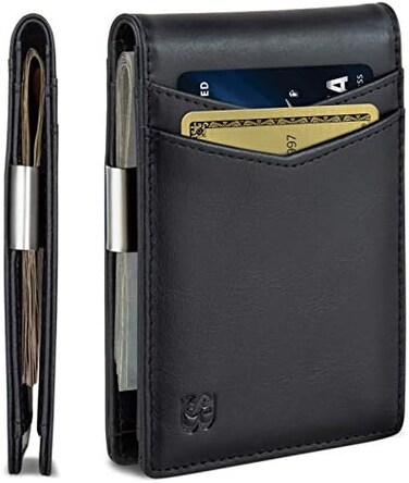 SERMAN BRANDS Money Clip Wallet - Mens Wallets slim Front Pocket RFID Blocking Card Holder Minimalist Mini Bifold.