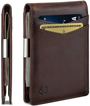 SERMAN BRANDS Money Clip Wallet - Mens Wallets slim Front Pocket RFID Blocking Card Holder Minimalist Mini Bifold.